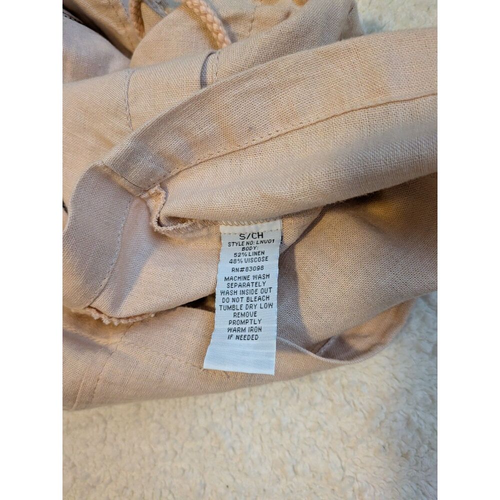 Linen Blend Utility Vest Women Small Peach Summer Military Safari - Picture 7 of 10